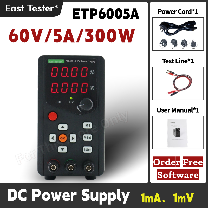 Programmable Dc Power Supply 60V 5A - Fonte de alimentação regulada CC programável,