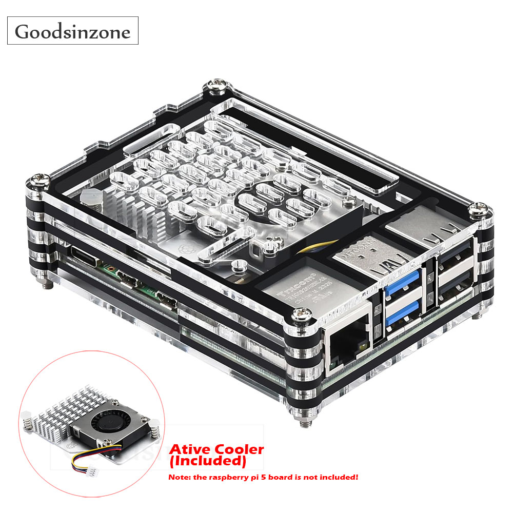 Raspberry Pi 5 8Gb Kit - Caixa acrílica com refrigerador ativo, kit